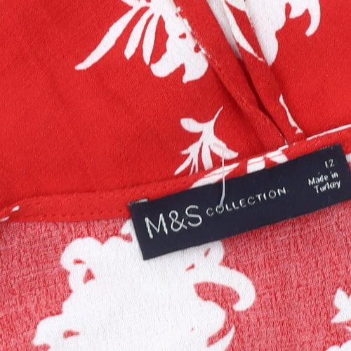 Marks and Spencer Women's Red Floral Dress Size 12