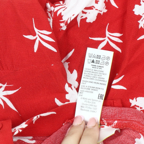 Marks and Spencer Women's Red Floral Dress Size 12