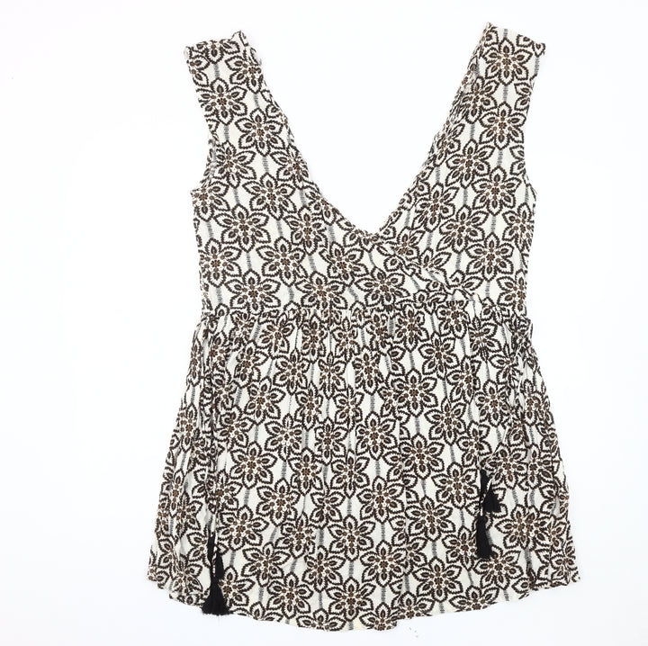 Next Women's Brown Floral Crochet Tank Top Camisole - Size 12