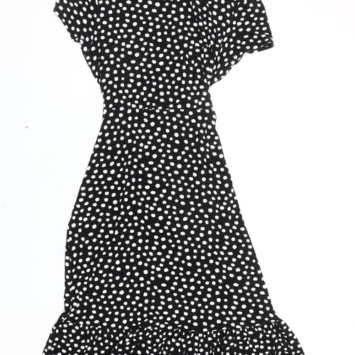 Wallis Black Polka Dot Petite A-Line Dress Size 12