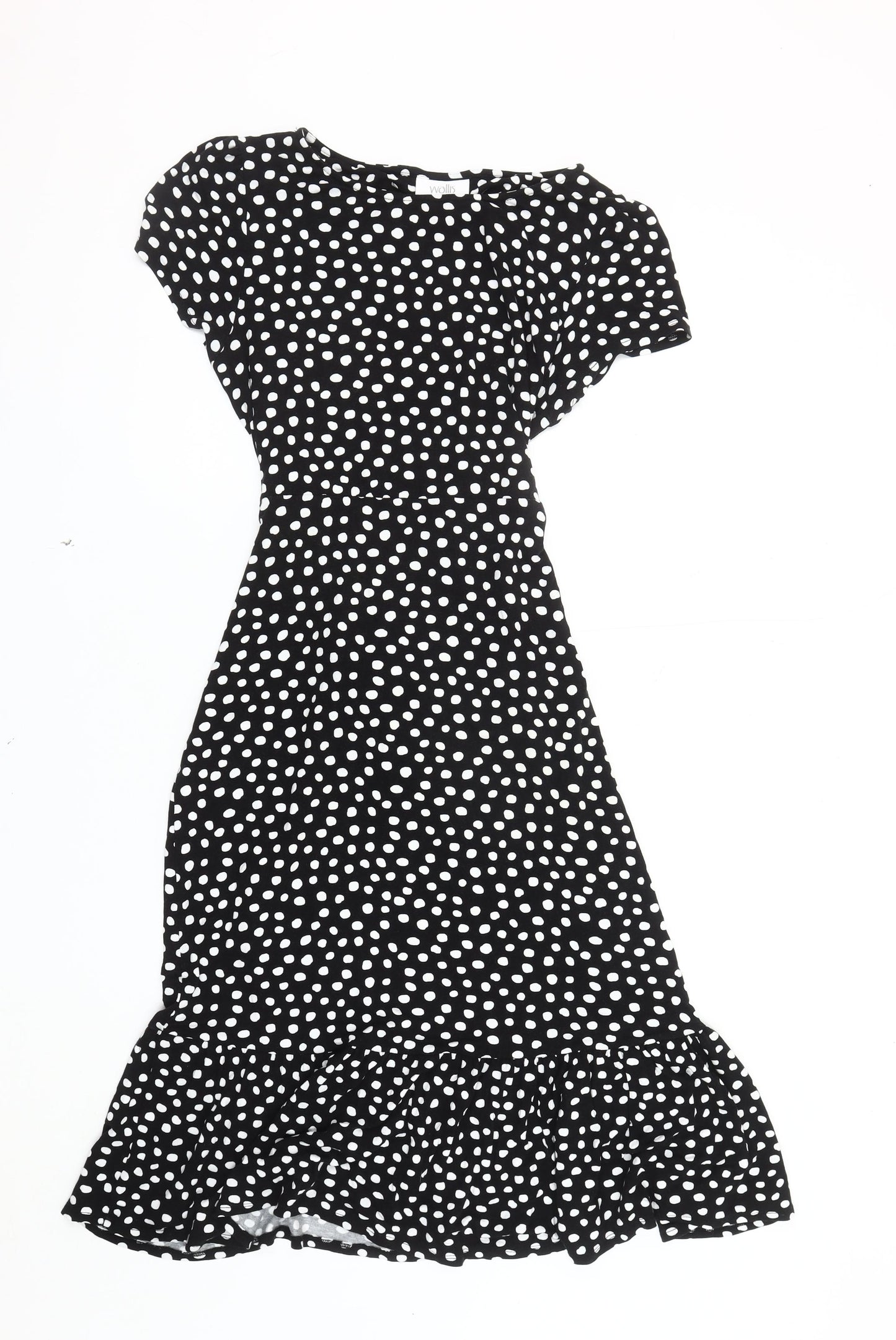 Wallis Black Polka Dot Petite A-Line Dress Size 12