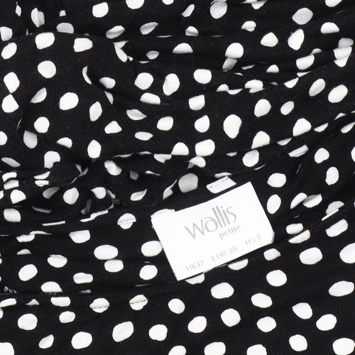 Wallis Black Polka Dot Petite A-Line Dress Size 12