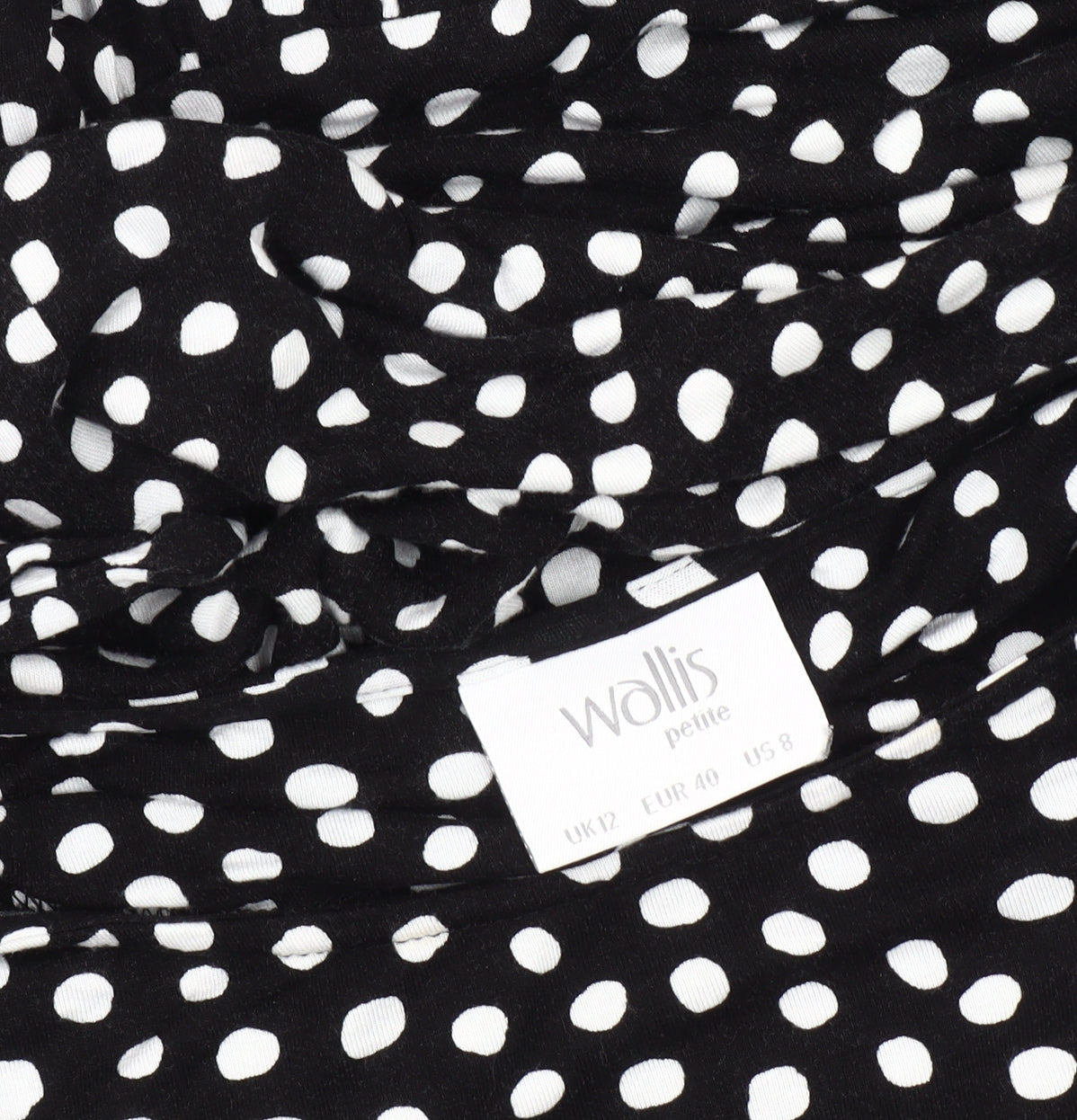 Wallis Black Polka Dot Petite A-Line Dress Size 12