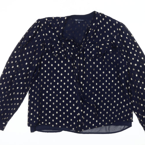 Crew Clothing Women's Blue Polka Dot Tunic Blouse - Size 14