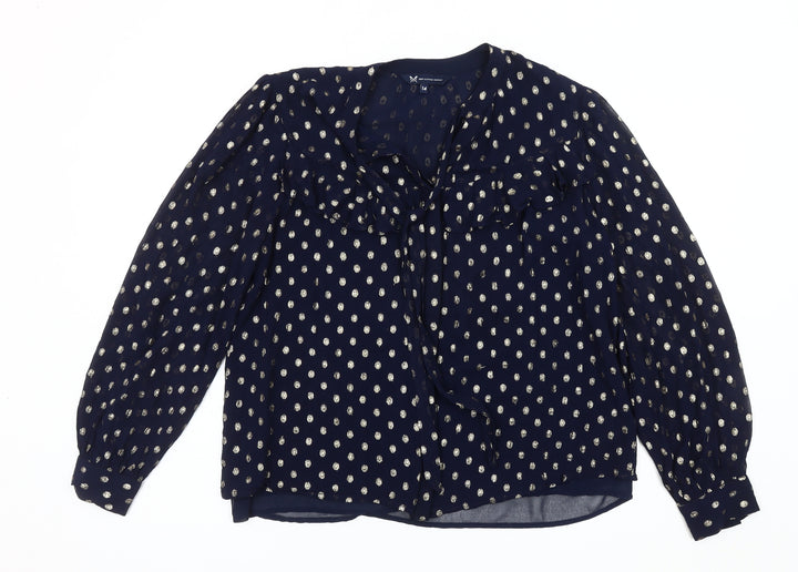 Crew Clothing Women's Blue Polka Dot Tunic Blouse - Size 14