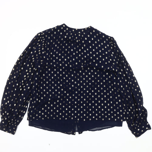 Crew Clothing Women's Blue Polka Dot Tunic Blouse - Size 14