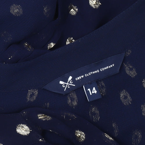 Crew Clothing Women's Blue Polka Dot Tunic Blouse - Size 14