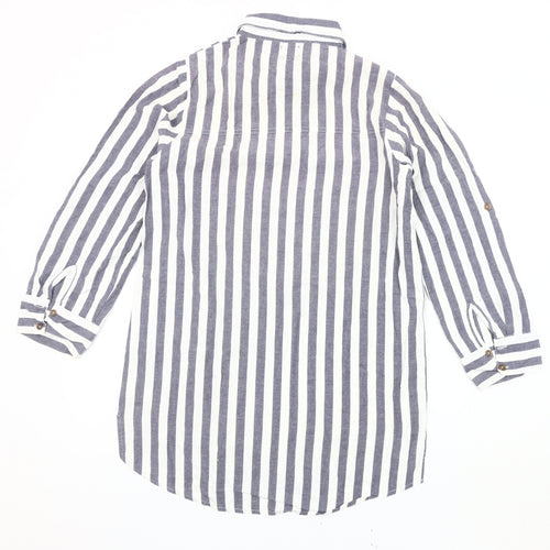 H. Potter Women's Grey Striped Nightshirt - Size 10-12