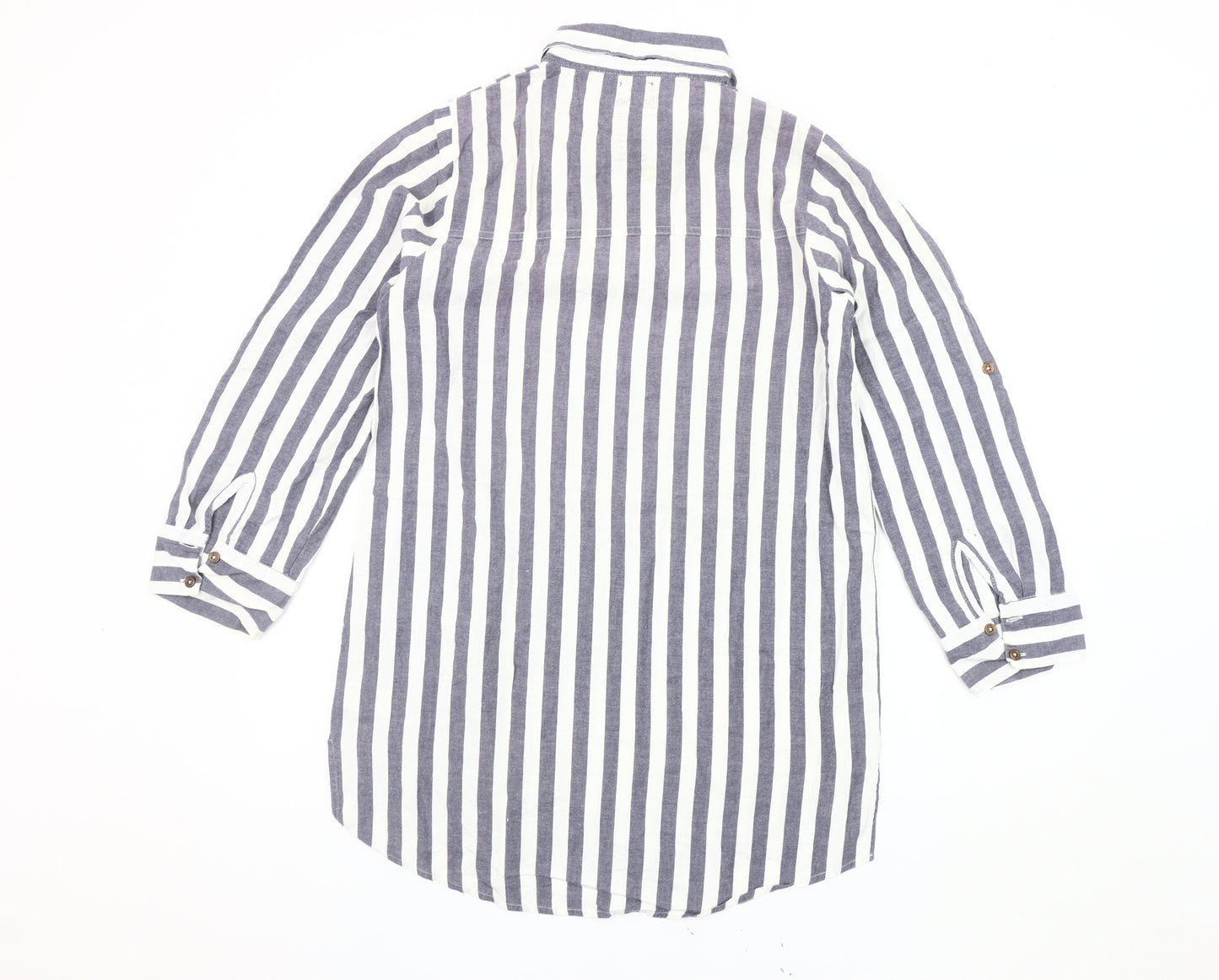 H. Potter Women's Grey Striped Nightshirt - Size 10-12