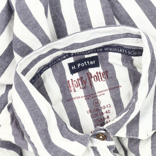 H. Potter Women's Grey Striped Nightshirt - Size 10-12
