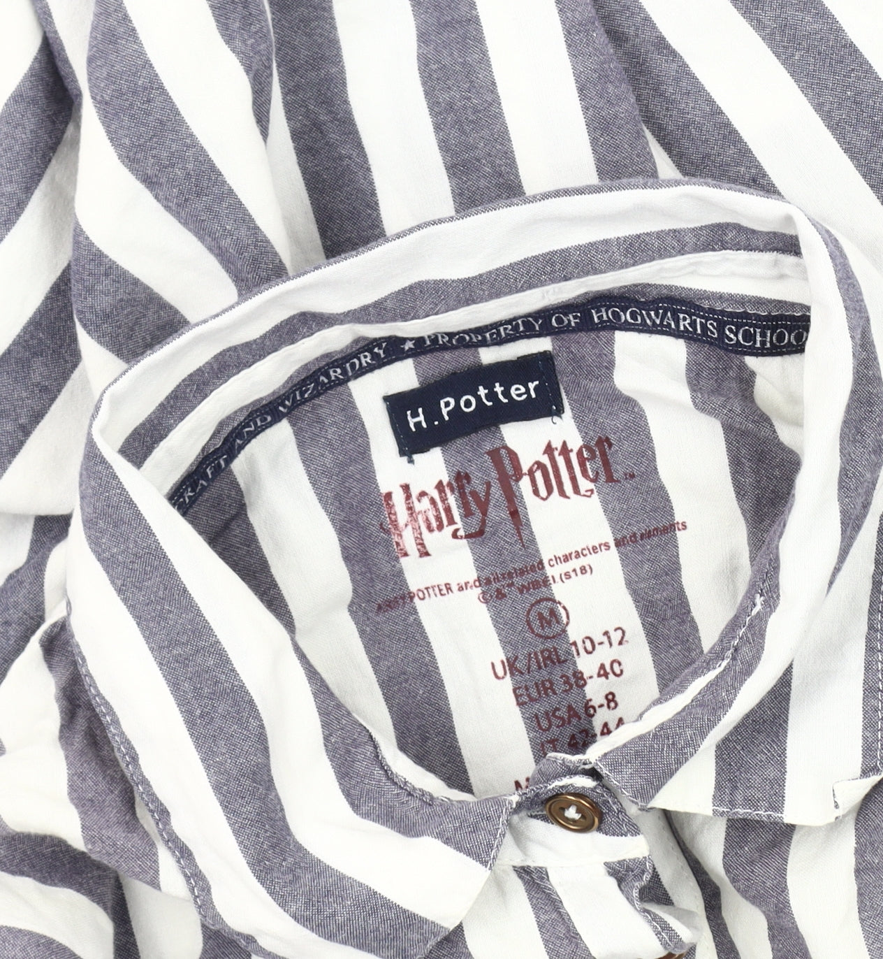 H. Potter Women's Grey Striped Nightshirt - Size 10-12