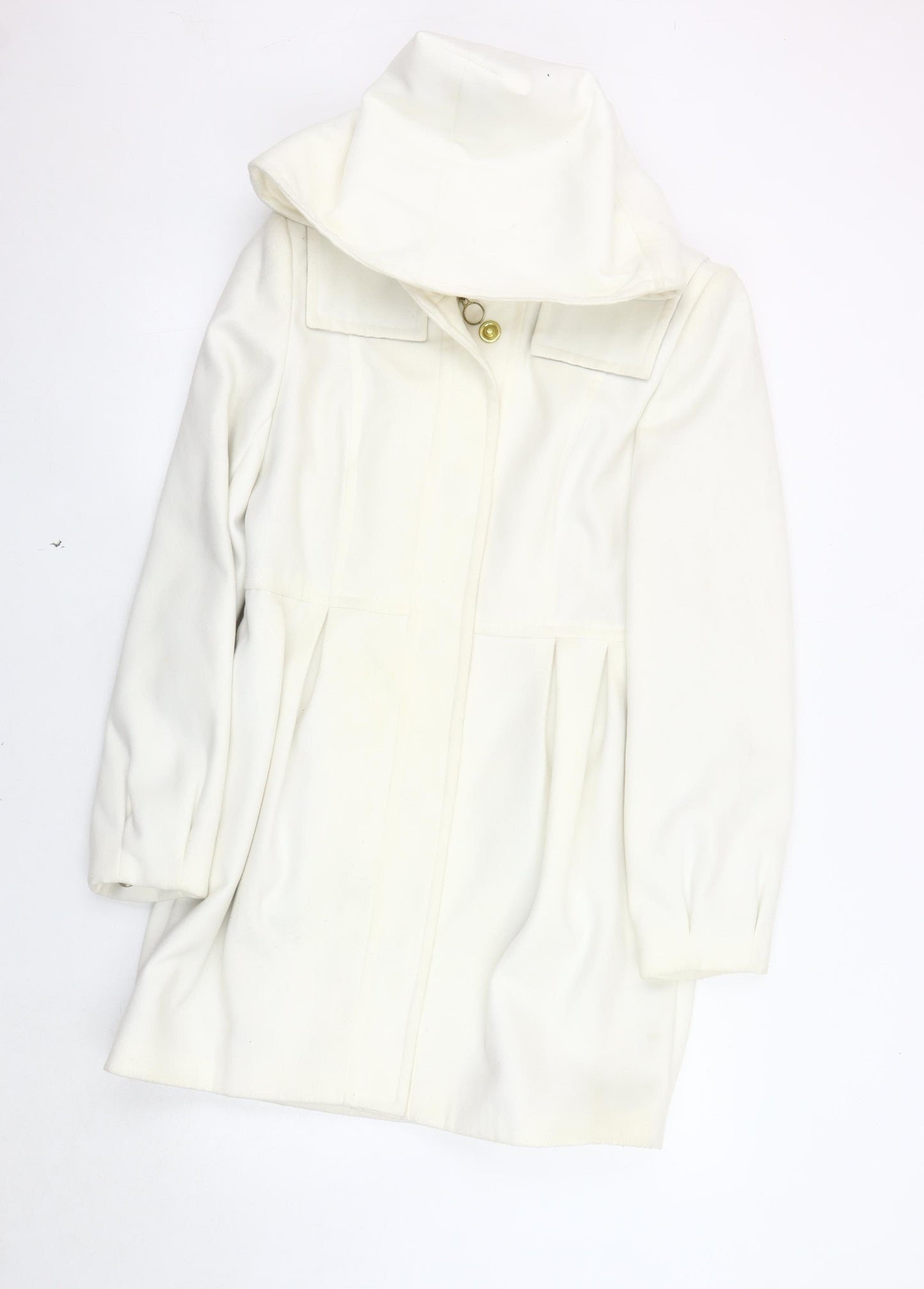 Et Vous Women's White Overcoat, Size 12, Classic Style