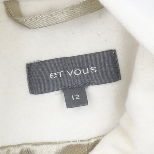 Et Vous Women's White Overcoat, Size 12, Classic Style