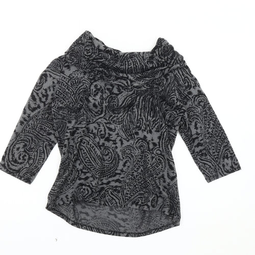 TIGI Women's Grey Paisley Cowl Neck Jumper Size 10
