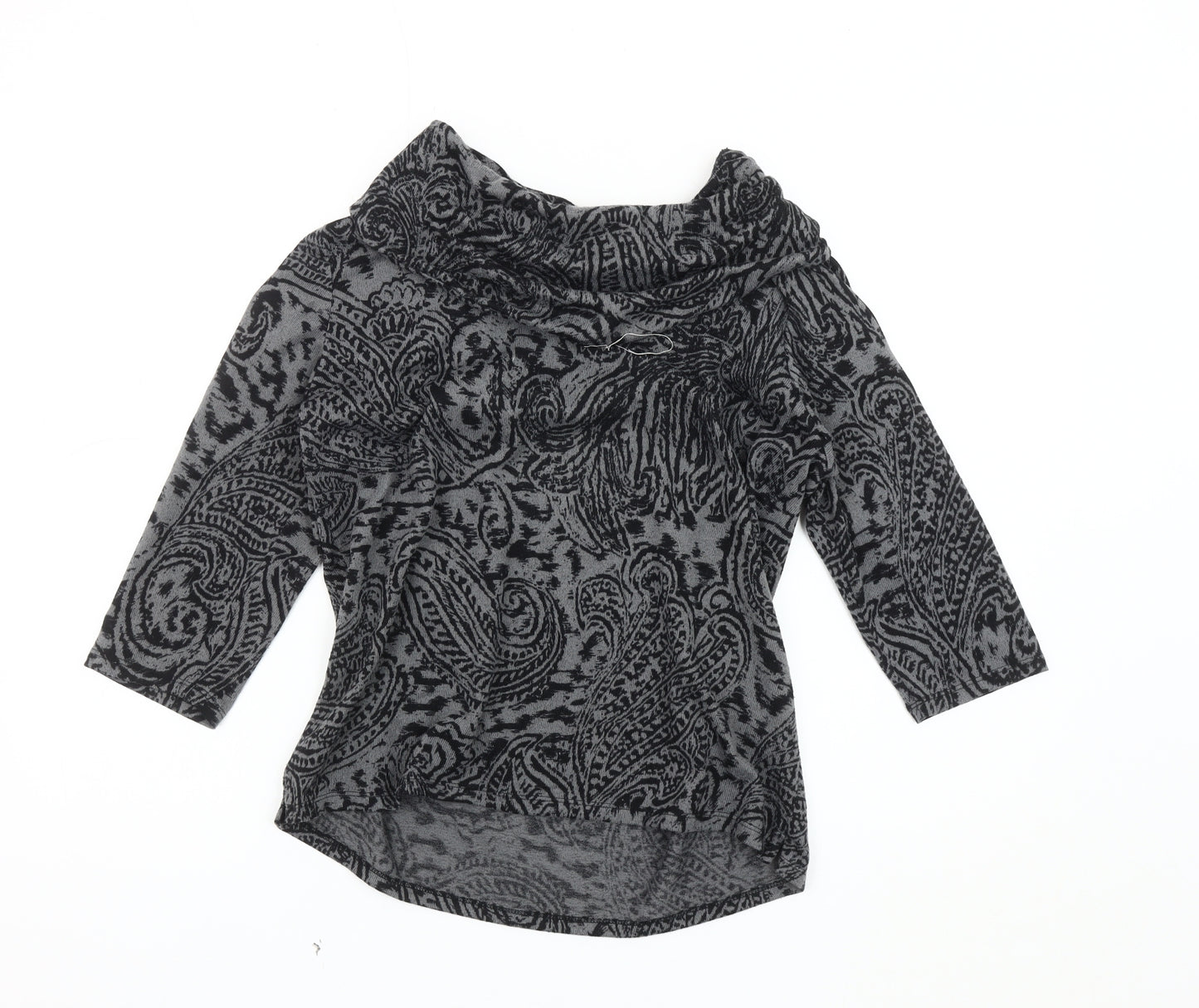 TIGI Women's Grey Paisley Cowl Neck Jumper Size 10