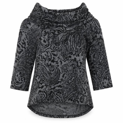 TIGI Women's Grey Paisley Cowl Neck Jumper Size 10