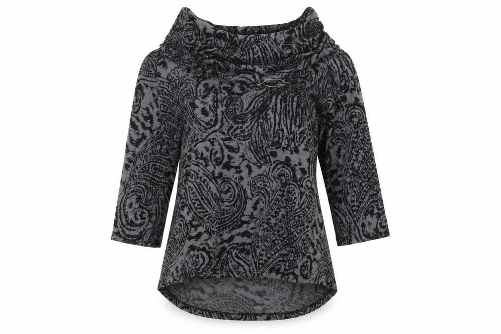 TIGI Women's Grey Paisley Cowl Neck Jumper Size 10