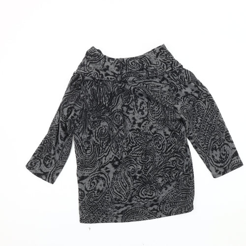 TIGI Women's Grey Paisley Cowl Neck Jumper Size 10