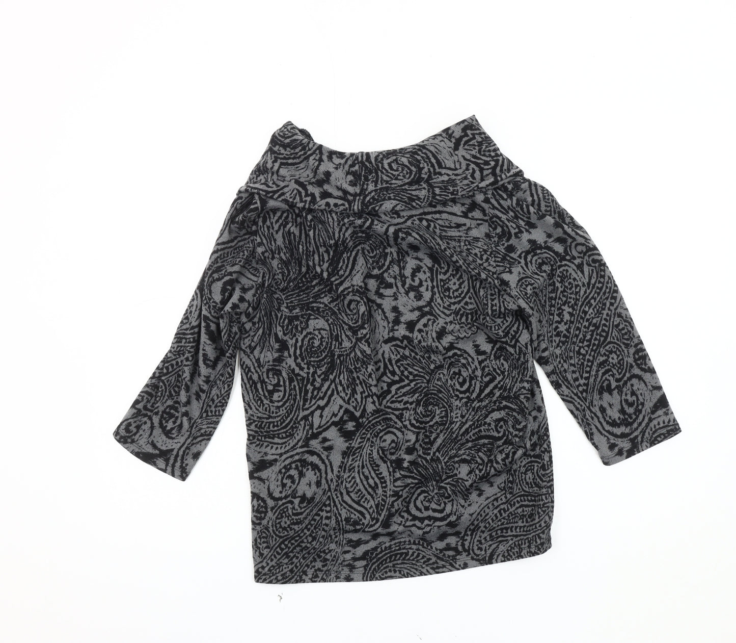 TIGI Women's Grey Paisley Cowl Neck Jumper Size 10
