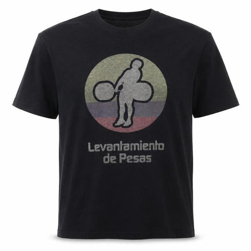 HG Men's Black Sports Graphic T-Shirt, Size L, Cotton Crew Neck