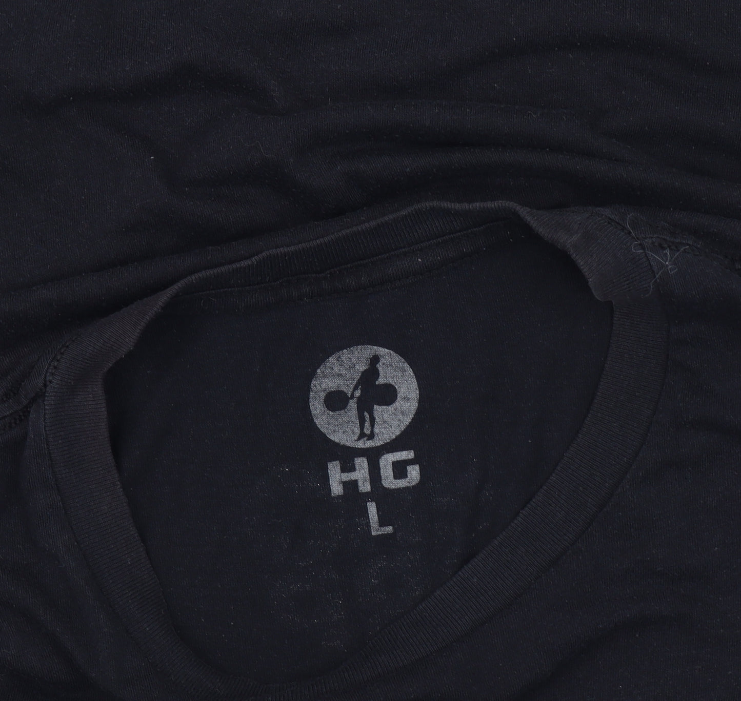 HG Men's Black Sports Graphic T-Shirt, Size L, Cotton Crew Neck
