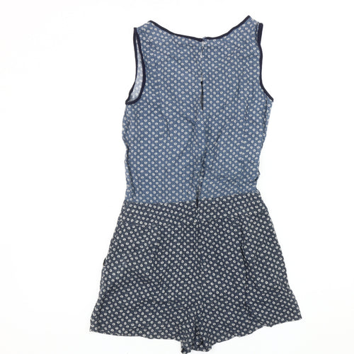 Warehouse Women's Blue Animal Print Playsuit, Size 6