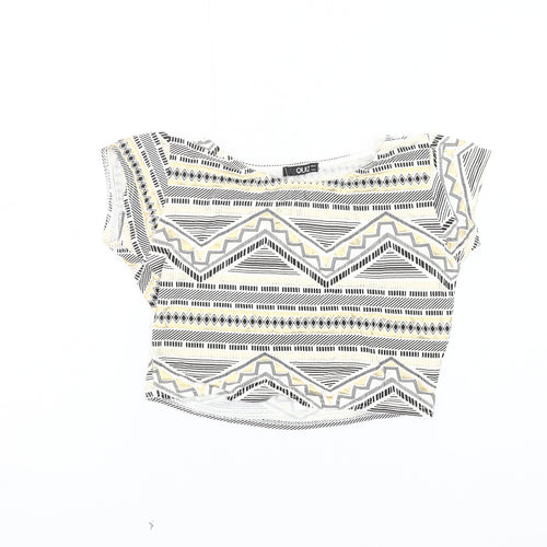 Quiz Women's Multicoloured Cropped Geometric Top