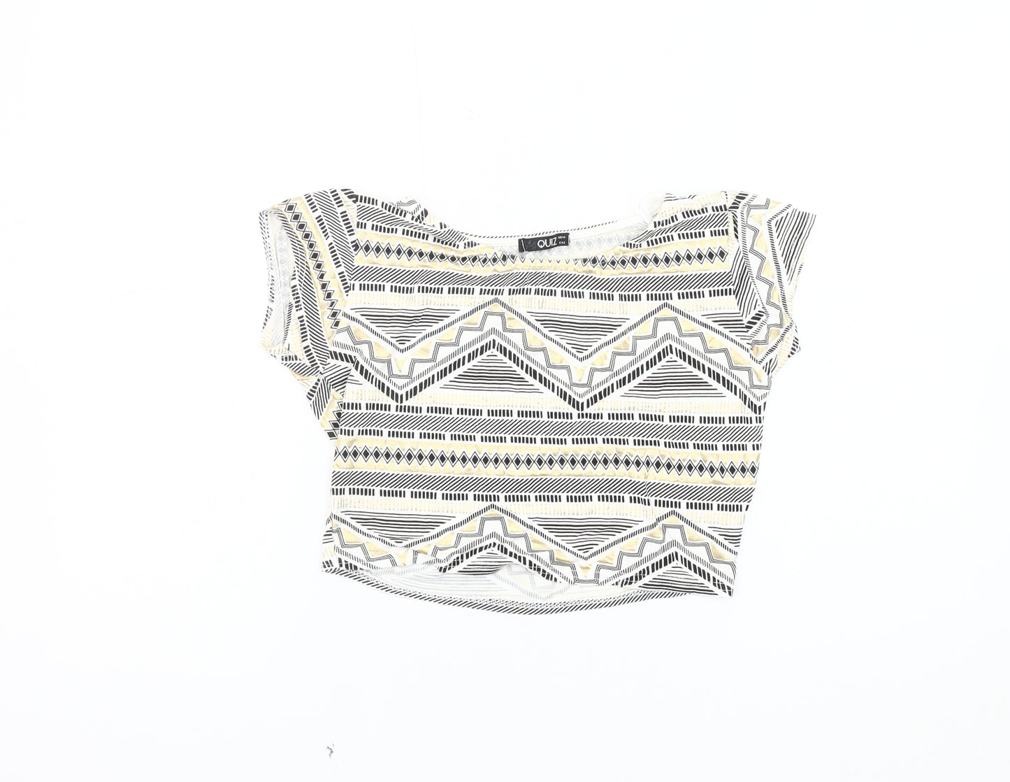 Quiz Women's Multicoloured Cropped Geometric Top