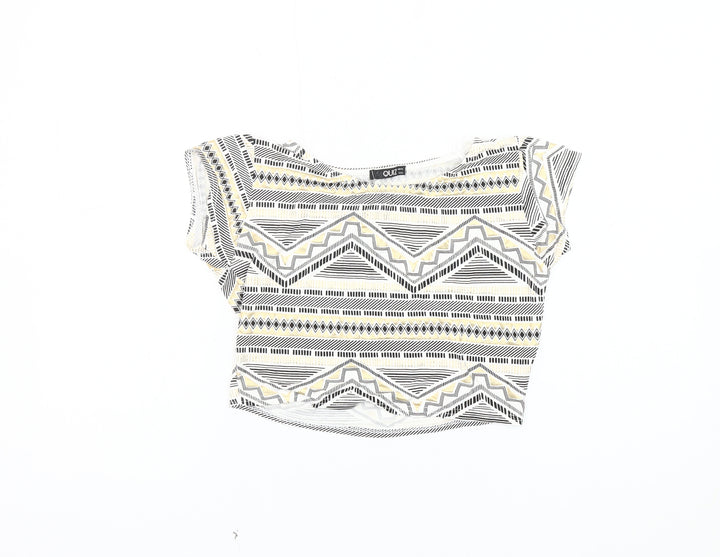 Quiz Women's Multicoloured Cropped Geometric Top