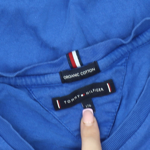 Tommy Hilfiger Boys Blue Cotton T-Shirt, Size 14 Years, Casual