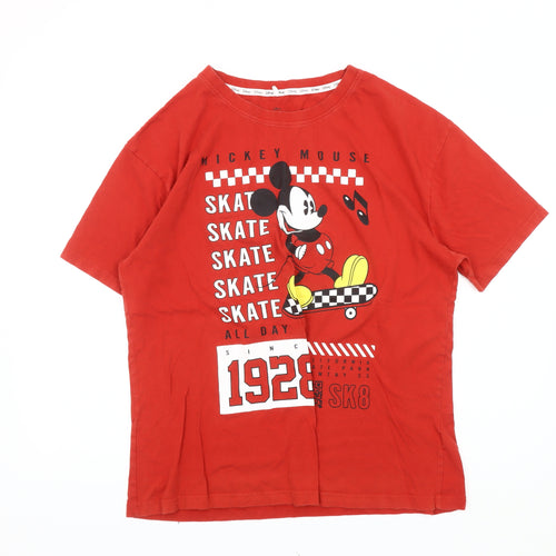 Disney Mickey Mouse Unisex Red T-Shirt, Medium