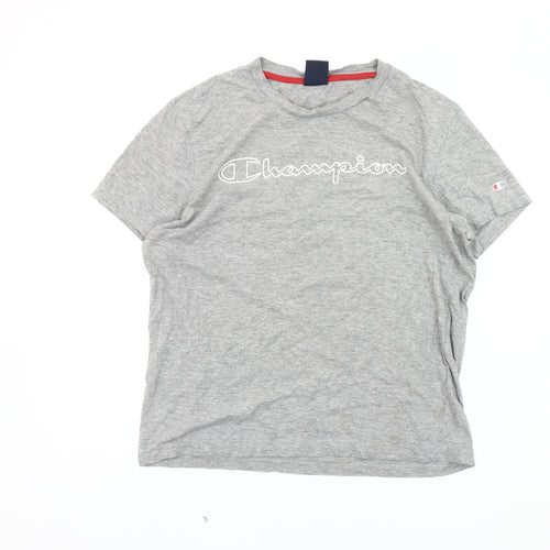 Champion Men's Medium Grey T-Shirt, Logo Accents