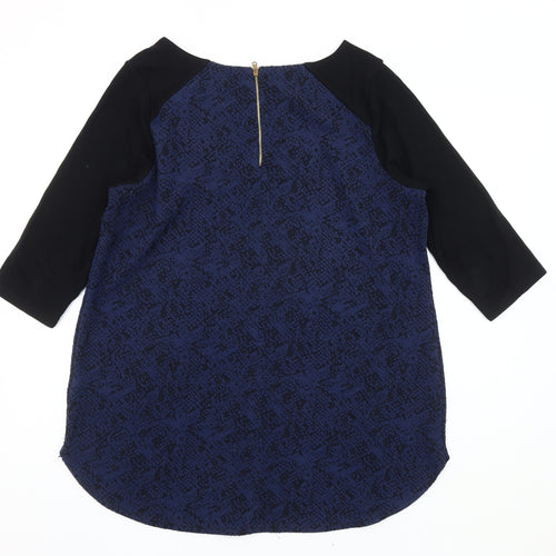Marks and Spencer Blue Geometric Blouse, Size 18, Zip Accent