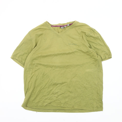 Ted Baker Men's Green V-Neck T-Shirt Size 5