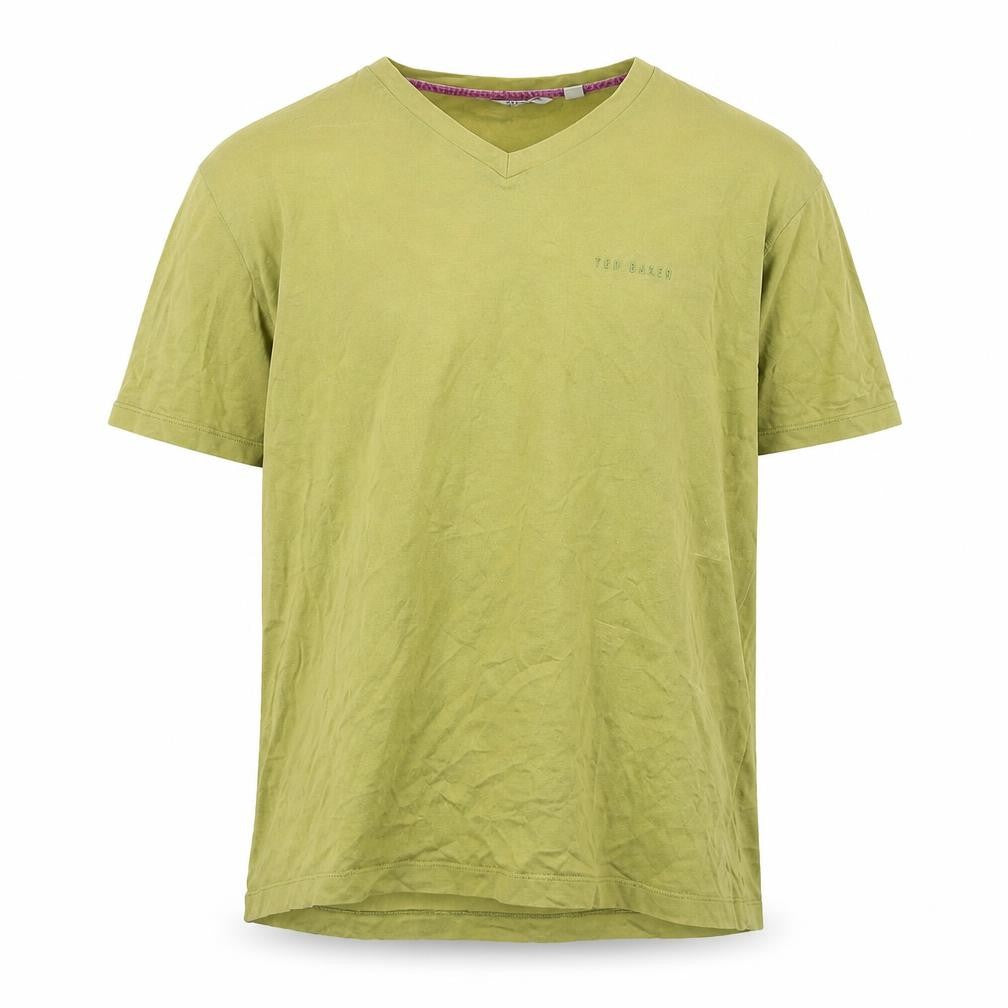 Front view of Ted Baker Men's Green V-Neck T-Shirt, size 5