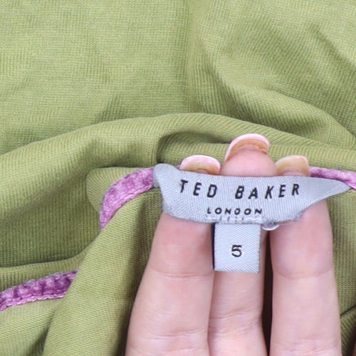 Ted Baker Men's Green V-Neck T-Shirt Size 5