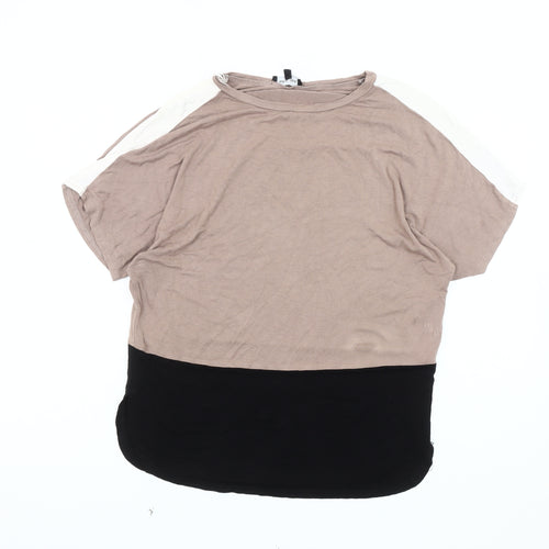 New Look Women's Colourblock Raglan Top, Beige/Black, Size 6