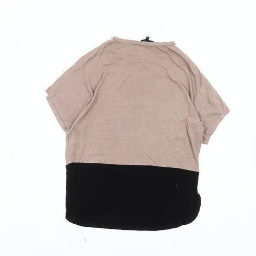 New Look Women's Colourblock Raglan Top, Beige/Black, Size 6