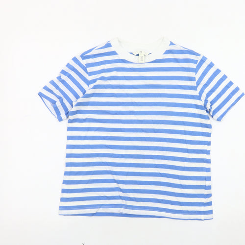 H&M Women's Blue Striped T-Shirt XS