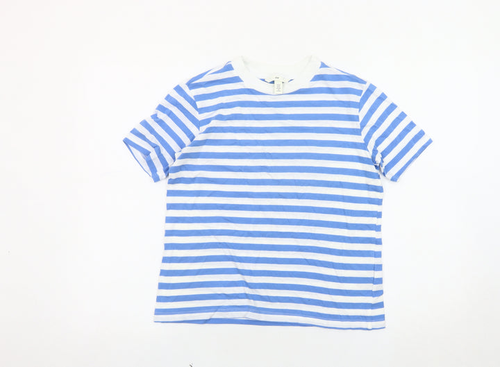H&M Women's Blue Striped T-Shirt XS