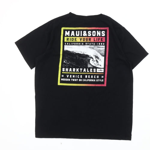 Maui & Sons Men’s Black Graphic T-Shirt, Medium