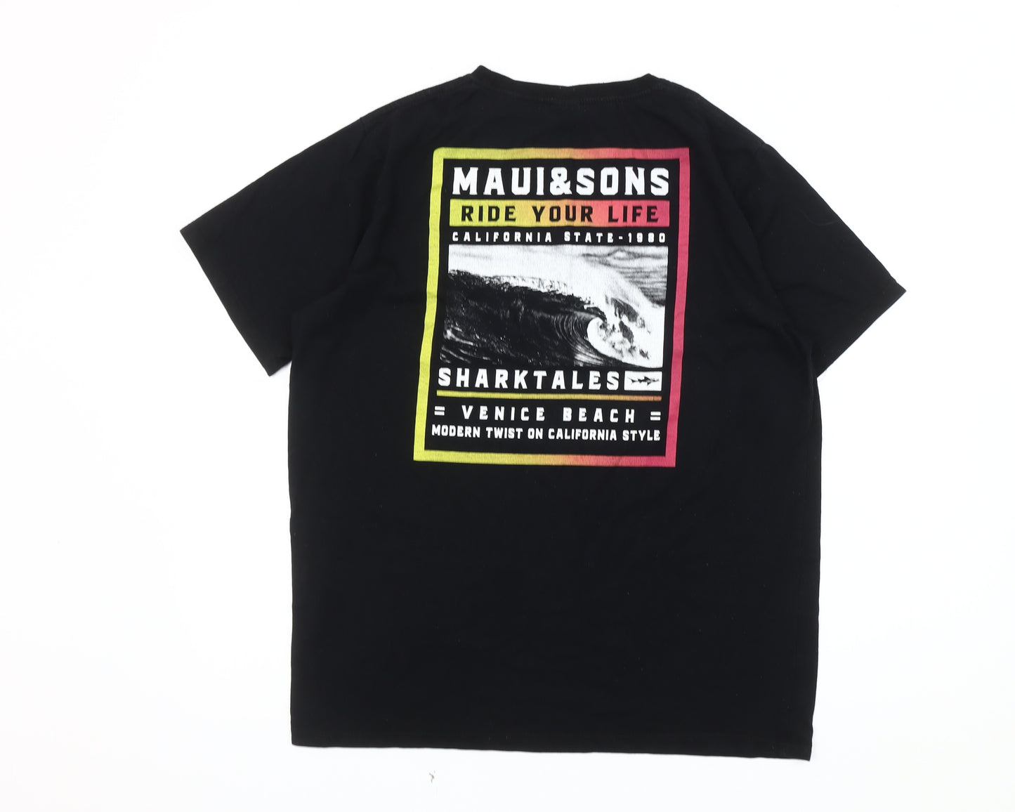 Maui & Sons Men’s Black Graphic T-Shirt, Medium