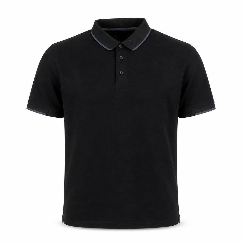 Front view of Lyle & Scott Men's Black Polo - Medium, Casual Style