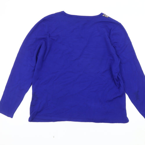 Casamia Women's Blue Pullover Jumper L Beaded Neck