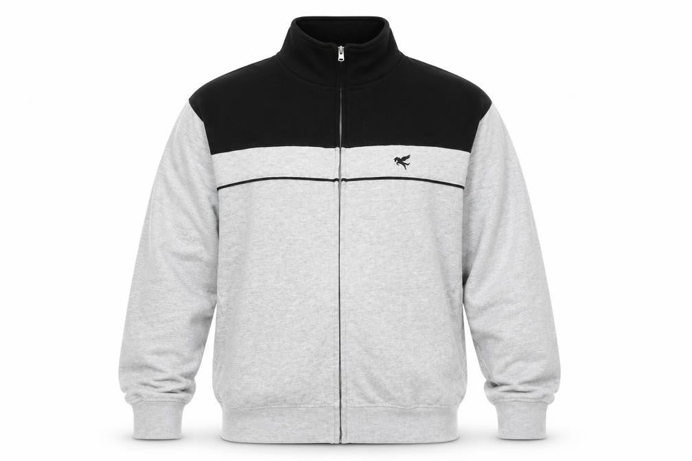 Front view of Pegasus Men's Grey Jacket Medium Full Zip Casual