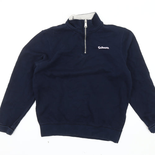 Schott Men's Blue Medium 1/4 Zip Sweatshirt