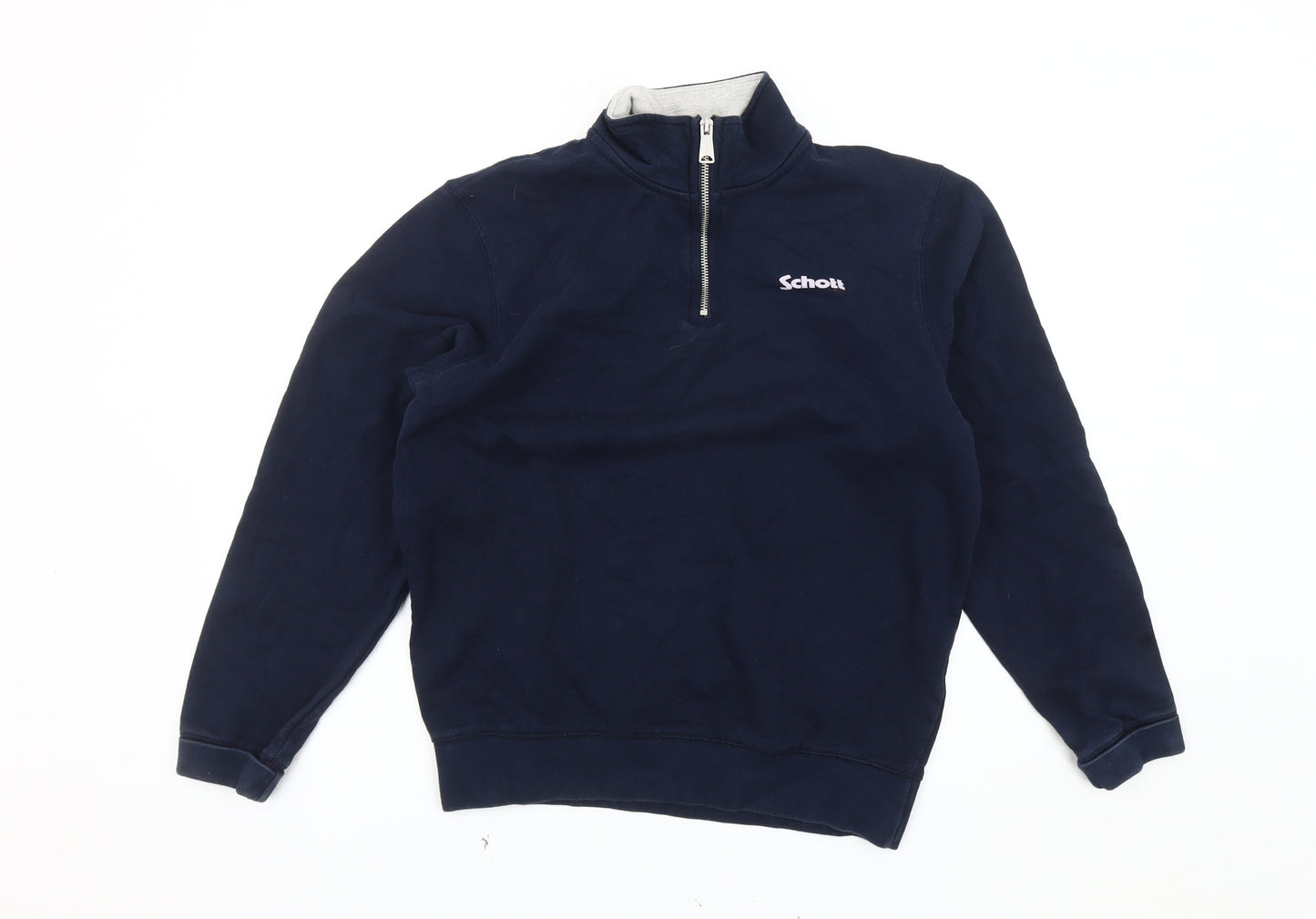 Schott Men's Blue Medium 1/4 Zip Sweatshirt