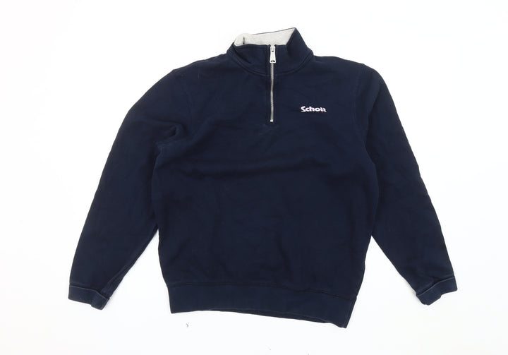 Schott Men's Blue Medium 1/4 Zip Sweatshirt