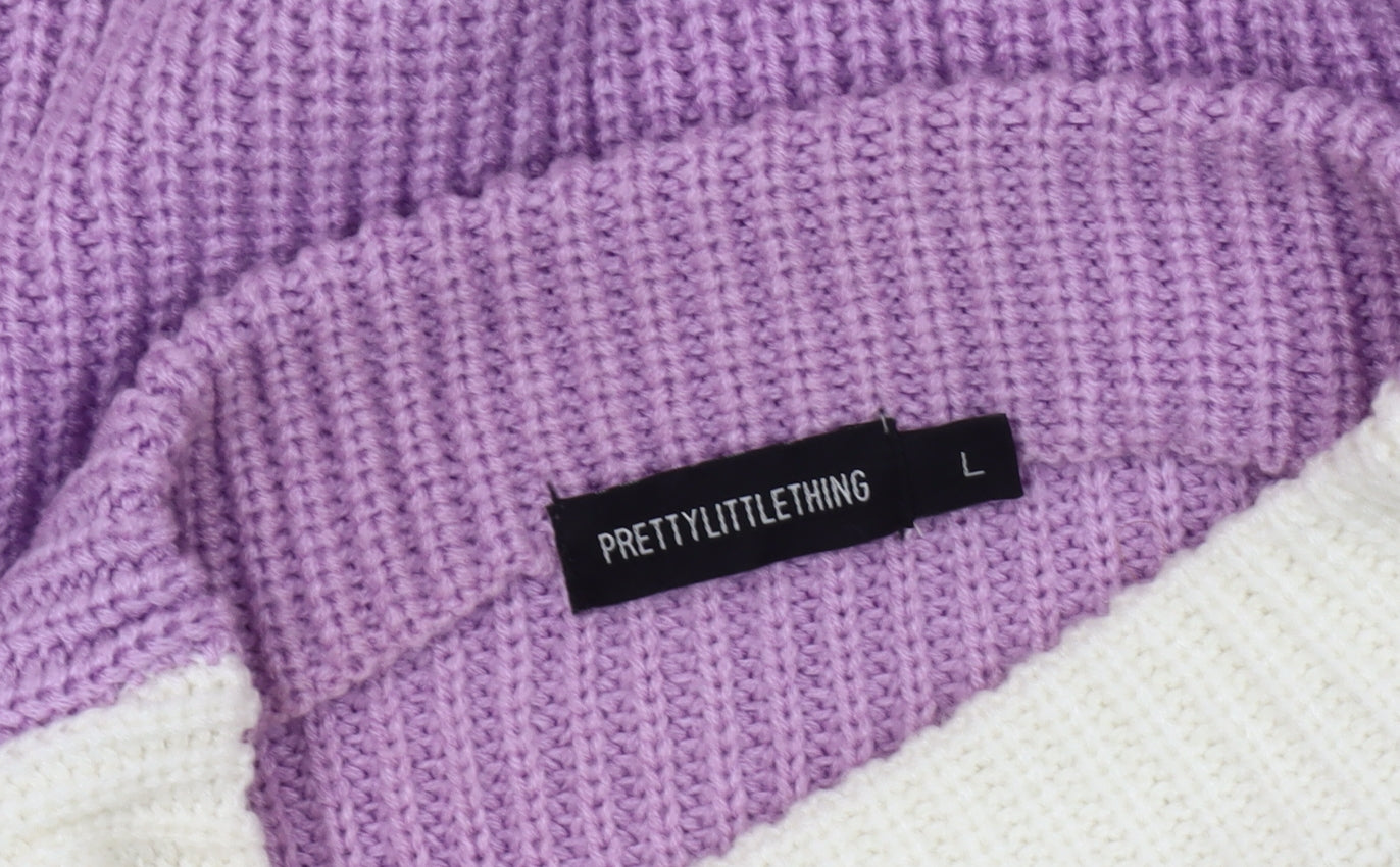 PrettyLittleThing Women's Purple Jumper, L, Mock Neck, Casual