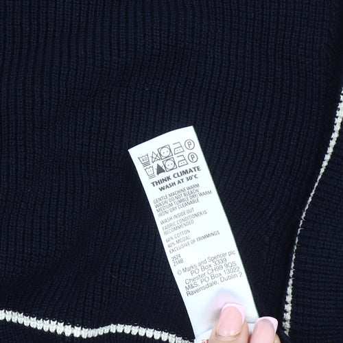 Marks and Spencer Men's Black XL Striped Collared Jumper